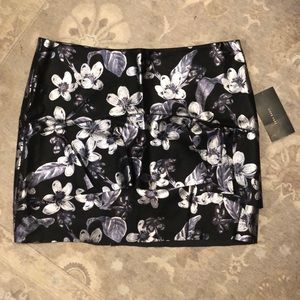 Silver floral black mini skirt from Zara